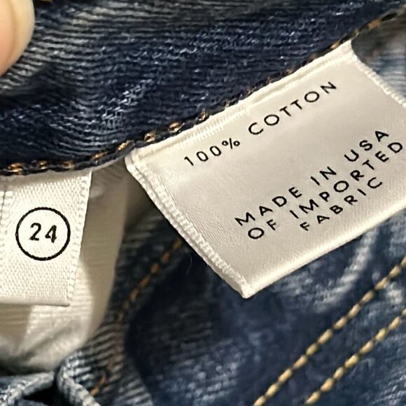 GRLFRND 24 Karolina High Rise Straight Leg Crop Jeans Frayed Hem Button Fly - Picture 11 of 13